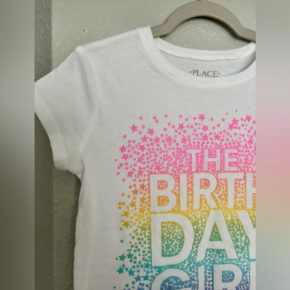The Children's Place White Birthday Girl Tee Size M7/8